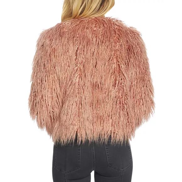 1.State 1State Faux Fur Shaggy Cropped Jacket Mauve Rose Pink Glam Fun womens L - Picture 11 of 17